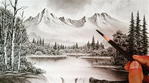 scenery sketch|How To Draw a Realistic Landscape .